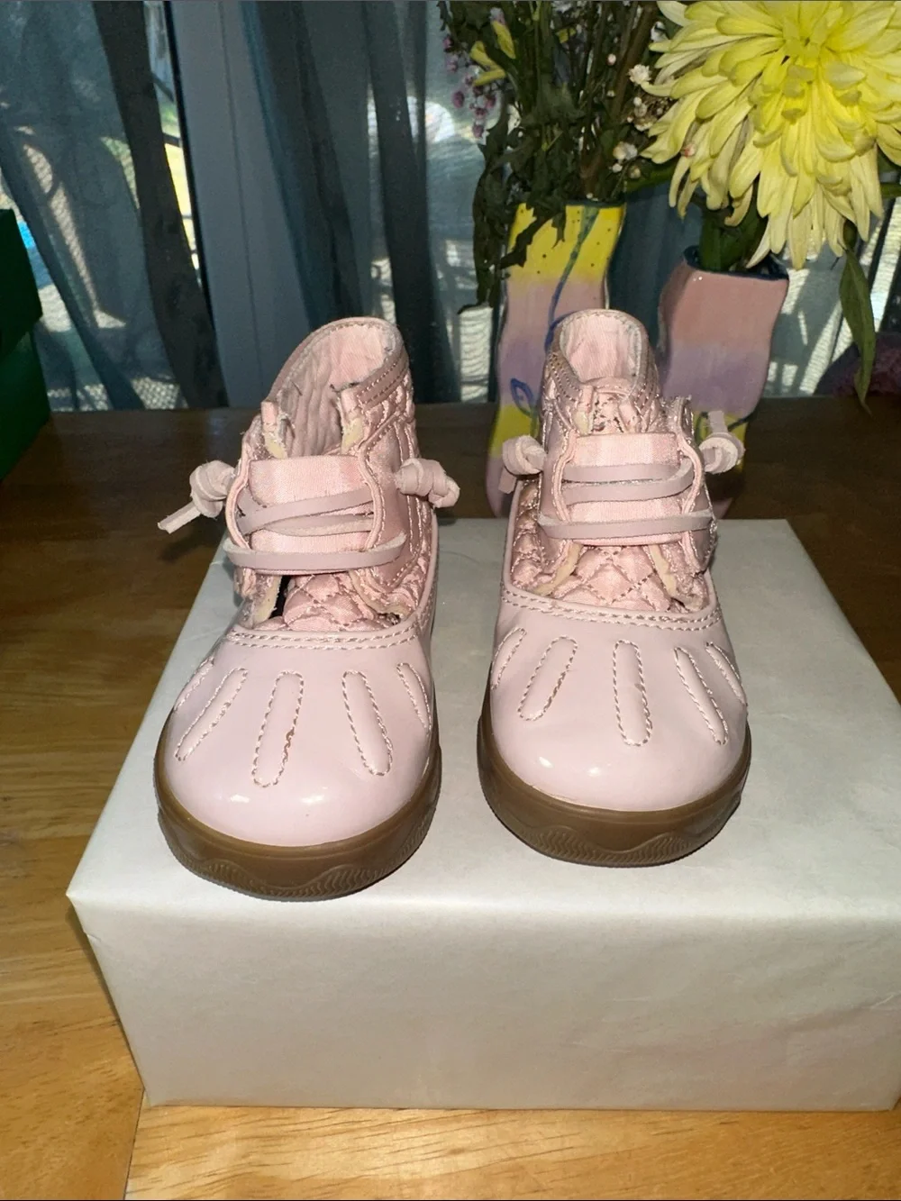 🤩Sperry Kids Pink Quilted Lace-Up Duck Boots. 🎁3